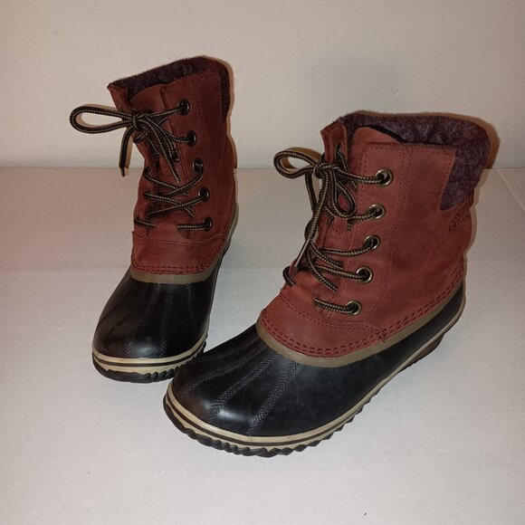 Sorel Maroon Slimpack Waterproof Winter Boots Women’s Size 8 - Picture 3 of 15